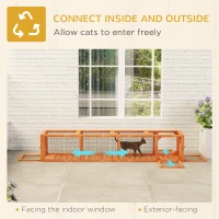 PawHut 79" Long Cat Tunnel, Cat shelter L- Shape with Extendable Design, Cat Enclosure for Indoor/Outdoor Use, Orange(m-4)