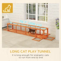 PawHut 79" Long Cat Tunnel, Cat shelter L- Shape with Extendable Design, Cat Enclosure for Indoor/Outdoor Use, Orange(m-7)