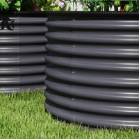 Outsunny Set of 2 Raised Garden Bed, Metal Planter Box with Safety Edging, Easy-to-assemble Stock Tank, Dark Gray(m-9)