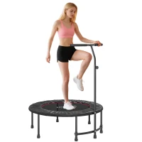 Soozier 39" Mini Exercise Trampoline w/ Adjustable T-Bar Indoor Fitness Rebounder Black(m-2)