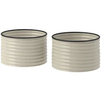 Outsunny Set of 2 Raised Garden Bed, Metal Planter Box with Safety Edging, Easy-to-assemble Stock Tank, Cream White(m-1)