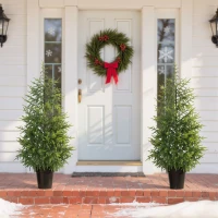 HOMCOM Set of 2 Artificial Christmas Tree, 4 ft Norflok Pine Xmas Tree with 133 Molded Tips and Pot Base, Easy Assembly, Green(m-2)