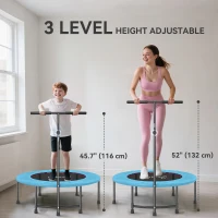 Soozier 39" Mini Exercise Trampoline w/ Adjustable T-Bar Indoor Fitness Rebounder Blue(m-4)