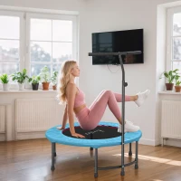 Soozier 39" Mini Exercise Trampoline w/ Adjustable T-Bar Indoor Fitness Rebounder Blue(m-9)