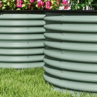 Outsunny Set of 2 Raised Garden Bed, Metal Planter Box with Safety Edging, Easy-to-assemble Stock Tank, Light Green(m-9)