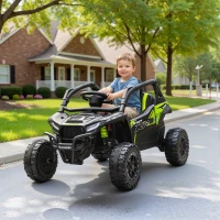 Qaba 12V Ride on Truck, Licensed KAWASAKI TERYX KRX 2WD Kids Electric Car with Rear Suspension for 3-8 Years, Black(m-8)