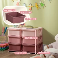 Qaba 3 Tier Kids Toy Organizer and Storage Bins with 6 Plastic Drawers, Pink(m-3)