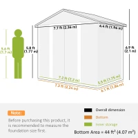 Outsunny 7.7' x 6.5' Outdoor Metal Garden Shed House Hut Gardening Tool Storage with Ventilation, Light Grey(m-3)