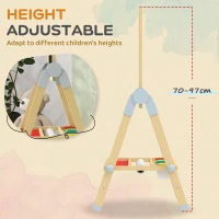 Qaba Wooden Art Easel, Double Sided Kids Easel with Height Adjustable Chalkboard and Magnetic Whiteboard, Natural(m-5)