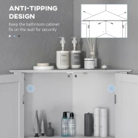 kleankin Modern Bathroom Storage Cabinet, Corner Cabinet with Doors, Bathroom Cabinet with Adjustable Shelf and Recessed Door, White(m-6)