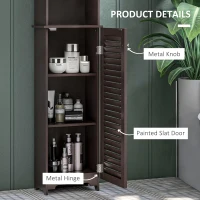 HOMCOM Tall Bathroom Storage Cabinet, Freestanding Linen Tower with 3-Tier Open Adjustable Shelf, Dark Brown(m-6)