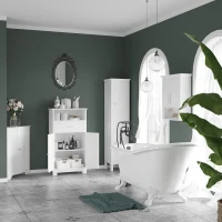 kleankin Modern Bathroom Storage Cabinet, Corner Cabinet with Doors, Bathroom Cabinet with Adjustable Shelf and Recessed Door, White(m-10)