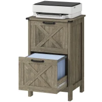 HOMCOM Vertical Filing Cabinet with 2 Drawers, Rustic Farmhouse Office Storage Cabinet for A4, Letter Size, Grey Wash(m-2)