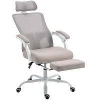 HOMCOM Ergonomic Office Chair, Mesh Reclining Desk Chair with Adjustable Lumbar Support, Headrest, Grey(m-11)