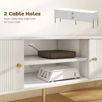 HOMCOM TV Stand for TVs up to 65", Entertainment Center with 2 Open Shelves, 2 Cabinets and Steel Legs for Living Room, White(m-9)