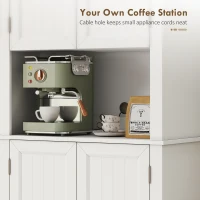 HOMCOM 73" Kitchen Pantry Cabinet, Freestanding Kitchen Hutch with 12 Door Shelves, Adjustable Shelves, Microwave Stand, White(m-6)