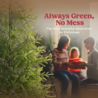 HOMCOM Set of 2 Artificial Christmas Tree, 4 ft Norflok Pine Xmas Tree with 133 Molded Tips and Pot Base, Easy Assembly, Green(m-4)