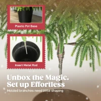 HOMCOM Set of 2 Artificial Christmas Tree, 4 ft Norflok Pine Xmas Tree with 133 Molded Tips and Pot Base, Easy Assembly, Green(m-6)