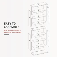 HOMCOM 8-Tier DVD Shelf with 6 Adjustable Shelves, Slim CD Shelf, Holds 360 CDs, 185 DVDs or 185 Blu-rays, White(m-7)