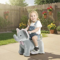Qaba 6V Kids Ride on Toy, Ride on Horse Elephant with Music, Soft Touch, Silent PU Wheels, Forward, for 1.5-5 Years(m-1)