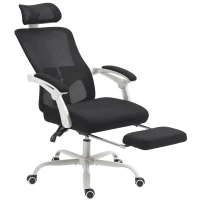 HOMCOM Ergonomic Office Chair, Mesh Reclining Desk Chair with Adjustable Lumbar Support, Headrest, Black(m-11)