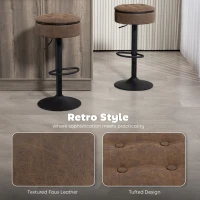 HOMCOM Set of 2 Barstools with Storage, Swivel Bar Stools with PU Leather Upholstered, Footrest, Steel Base, Brown(m-9)