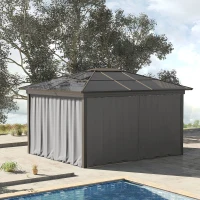 Outsunny 10' x 10' Universal Gazebo Sidewall Set with 4 Panels, Hooks/C-Rings Included for Pergolas & Cabanas, Light Grey(m-1)