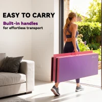 Soozier 4'x6'x2'' Folding Gymnastics Tumbling Mat, Exercise Mat  with Carrying Handles for Yoga, MMA, Martial Arts, Stretching, Core Workouts, Pink and Purple(m-6)