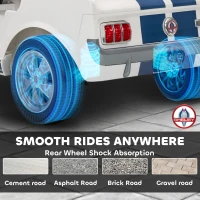Qaba Licensed Ford Shelby GT 350 Kids Ride On Car with Remote Control, Adjustable Speed, MP3, Smooth Start, LED Lights, White(m-8)