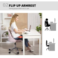 Vinsetto Vanity Chair for Makeup, Velvet Comfy Office Chair with Adjustable Height, Swivel Wheels for Bedroom, Living Room, Pink(m-5)