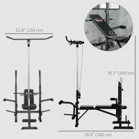 Soozier Adjustable Weight Bench with Pulley System for Home Gym Full Body Workout(m-3)