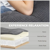 HOMCOM U Shape Couch with Double Chaise Lounge, Modern 4 Seater Sofa with Wooden Legs, Fabric Sofa for Living Room, Dark Grey(m-6)