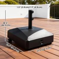 Outsunny Filled Patio Umbrella Base with Wheels, 132 lb Heavy Duty Market Umbrella Stand for Outdoor, Garden, Backyard, Black(m-3)
