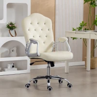 Vinsetto Vanity Office Chair, Velvet Computer Desk Chair with Swivel Wheels, Adjustable Height, Tilt Function, Beige(m-1)