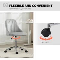 Vinsetto Vanity Chair for Makeup, Velvet Comfy Office Chair with Adjustable Height, Swivel Wheels for Bedroom, Living Room, Grey(m-6)