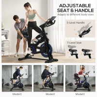 Soozier Adjustable Upright Stationary Exercise Bike w/ LCD Display, Indoor Cycling Bike for Home w/ Adjustable Resistance, Black(m-5)