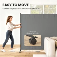 Outsunny Indoor Room Divider with Castor Wheels, Rolling Privacy Screen for Home Office Bedroom, 6ft Tall(m-5)