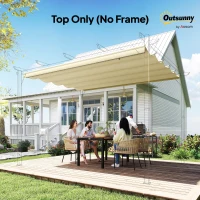 Outsunny 8.2' x 8.4' Retractable Pergola Canopy Replacement, Fit 10' x 10' Frame, Pergola Cover Replacement Top Only, Cream White(m-9)