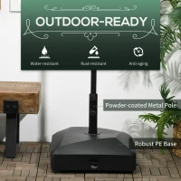 Outsunny Filled Patio Umbrella Base with Wheels, 132 lb Heavy Duty Market Umbrella Stand for Outdoor, Garden, Backyard, Black(m-7)