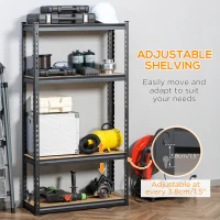 HOMCOM Heavy Duty Garage Shelf, 4-Tier Metal Shelving Unit, Industrial Utility Shelves with Steel Frame and Adjustable Shelves for Garage, Warehouse, Basement, Black and Brown(m-6)