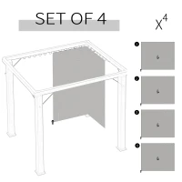Outsunny 10' x 10' Universal Gazebo Sidewall Set with 4 Panels, Hooks/C-Rings Included for Pergolas & Cabanas, Light Grey(m-4)