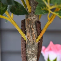 Outsunny 3FT Artificial Plant Pink Rose Floral in Pot, Fake Plant for Home Indoor Decor(m-10)