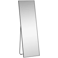 HOMCOM 63"x20" Full Length Mirror, Floor Standing, Wall-Mounted or Leaning Against Wall Tall Mirror w/Support Frame, Rectangular Full Body Mirror for Bedroom, Living Room, Black(m-2)