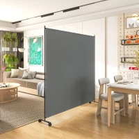 Outsunny Indoor Room Divider with Castor Wheels, Rolling Privacy Screen for Home Office Bedroom, 6ft Tall(m-10)