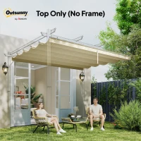 Outsunny 8.2' x 8.4' Retractable Pergola Canopy Replacement, Fit 10' x 10' Frame, Pergola Cover Replacement Top Only, Cream White(m-7)