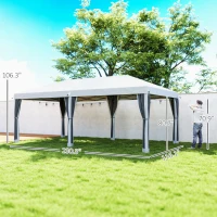 Outsunny 10' x 20' Pop Up Canopy Tent with Netting, Heavy Duty Instant Sun Shelter, Large Tents for Parties with Carry Bag for Outdoor, Garden, Patio, Cream White(m-3)