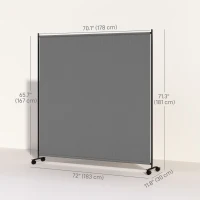 Outsunny Indoor Room Divider with Castor Wheels, Rolling Privacy Screen for Home Office Bedroom, 6ft Tall(m-3)