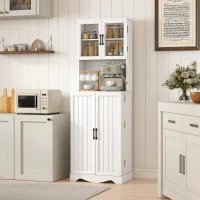 HOMCOM 71" Kitchen Pantry Cabinet, Freestanding Kitchen Hutch with 8 Door Shelves, Adjustable Shelf and Acrylic Doors, White(m-10)