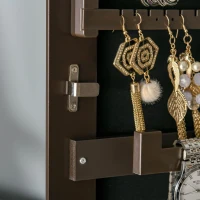 HOMCOM Mirror Jewelry Cabinet Armoire, Lockable Jewelry Organizer with Full-Length Mirror, 3 Angle Adjustable, Brown(m-11)