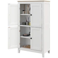 HOMCOM Bathroom Storage Cabinet, Modern Bathroom Floor Cabinet with 4 Doors and 2 Adjustable Shelves, White
